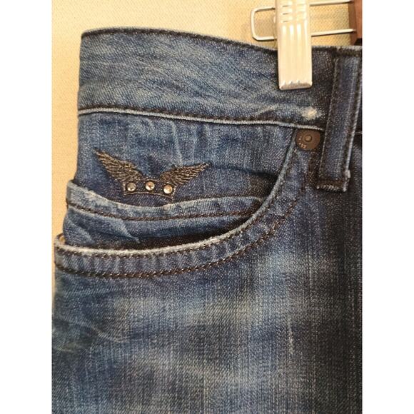 Robin's Jean Men's 40 Blue Double Back Pocket Rhinestones Dark Wash Denim 40x35 - Picture 9 of 16